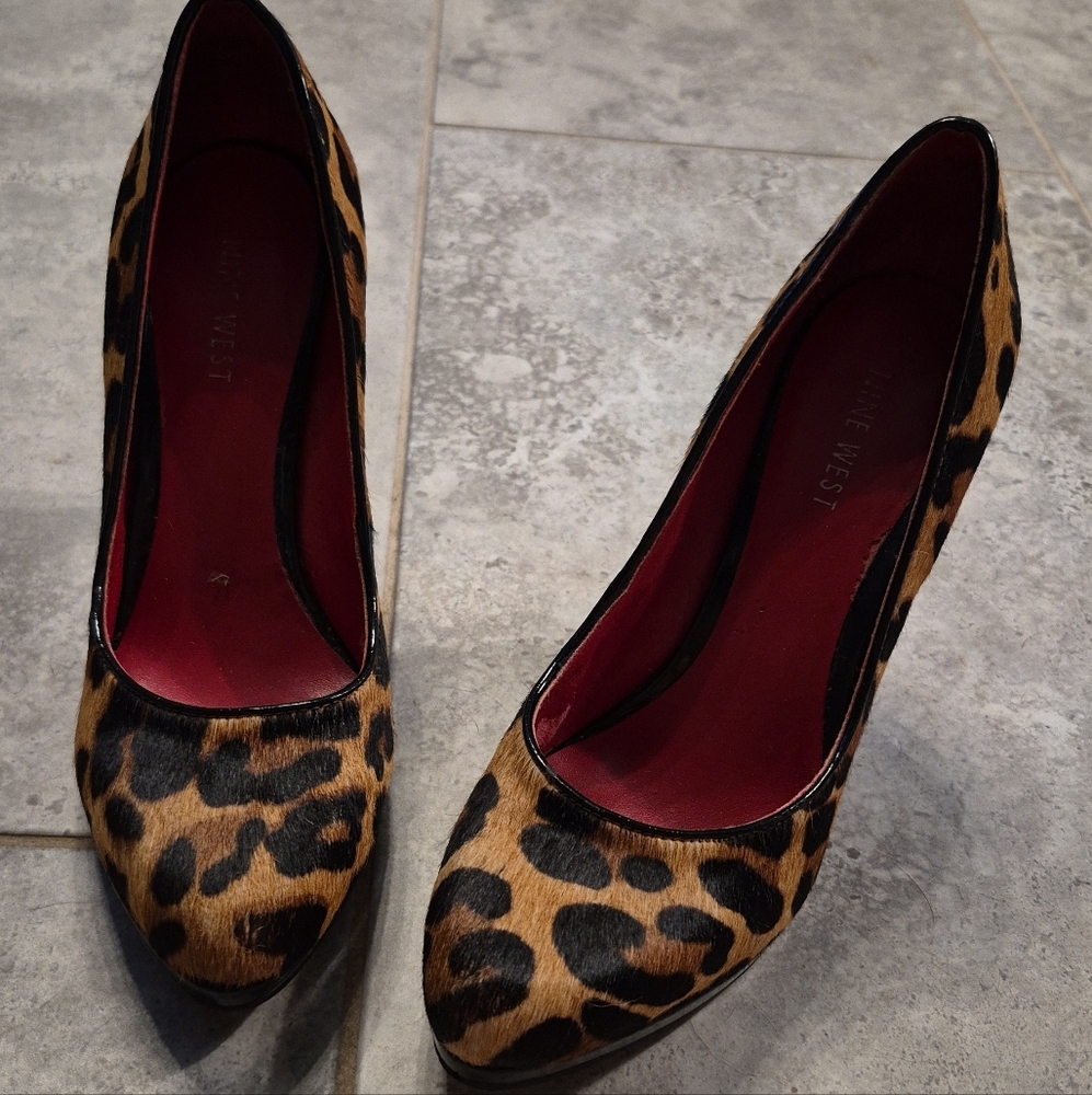 Nine West Animal Print Heels - Black and Tan